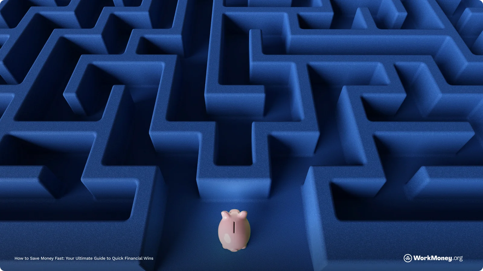 Piggy bank facing a maze