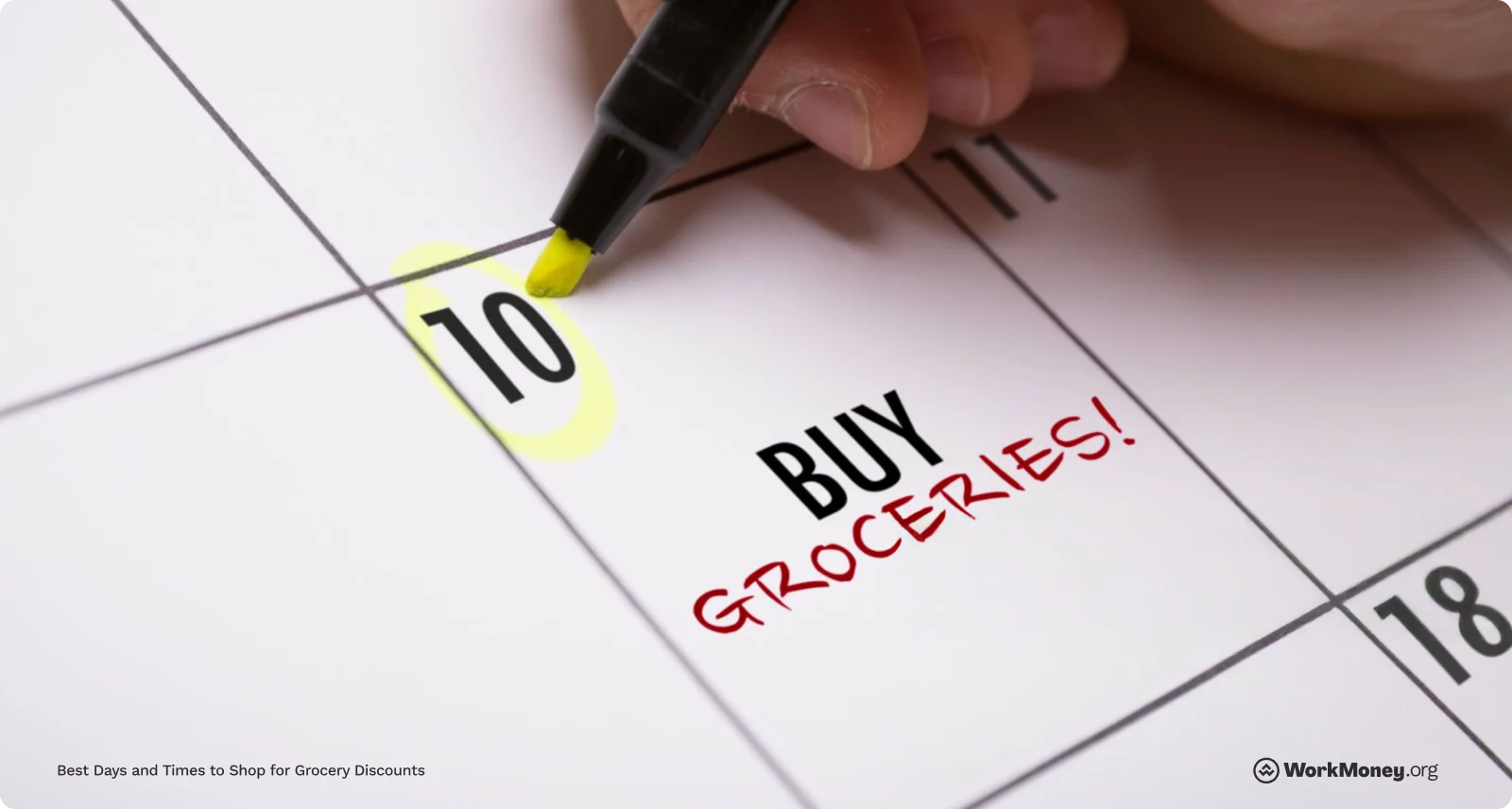 Someone circling the 10th day of the month to buy groceries.