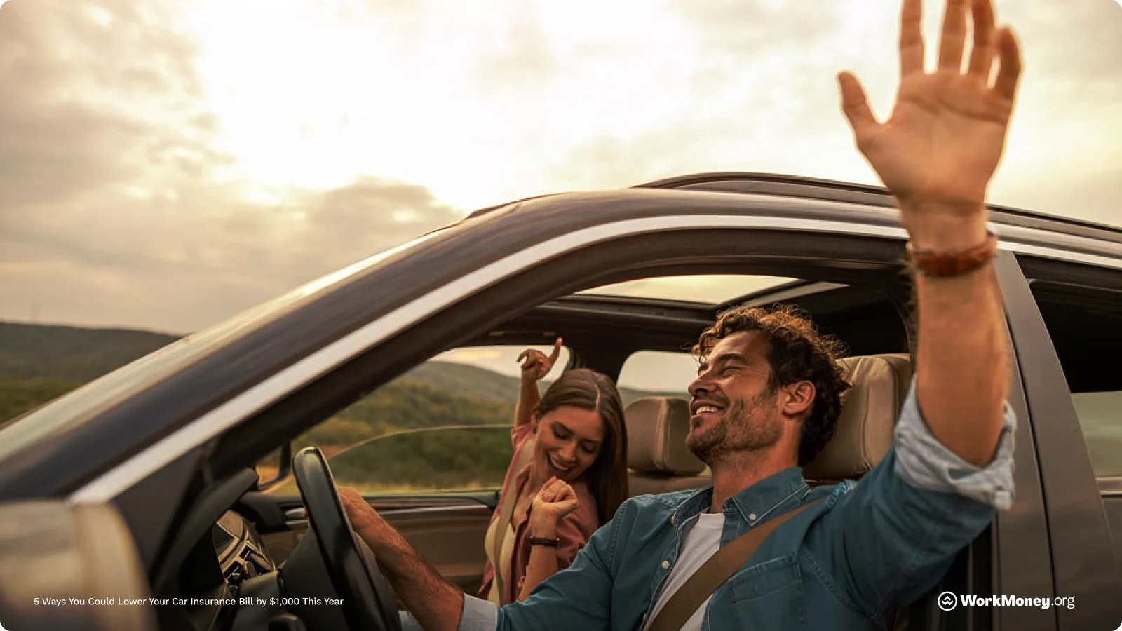 Man and woman driving in a car
