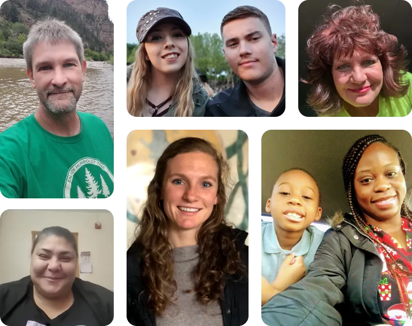 Un collage de 6 grupos de personas, todos sonriendo.