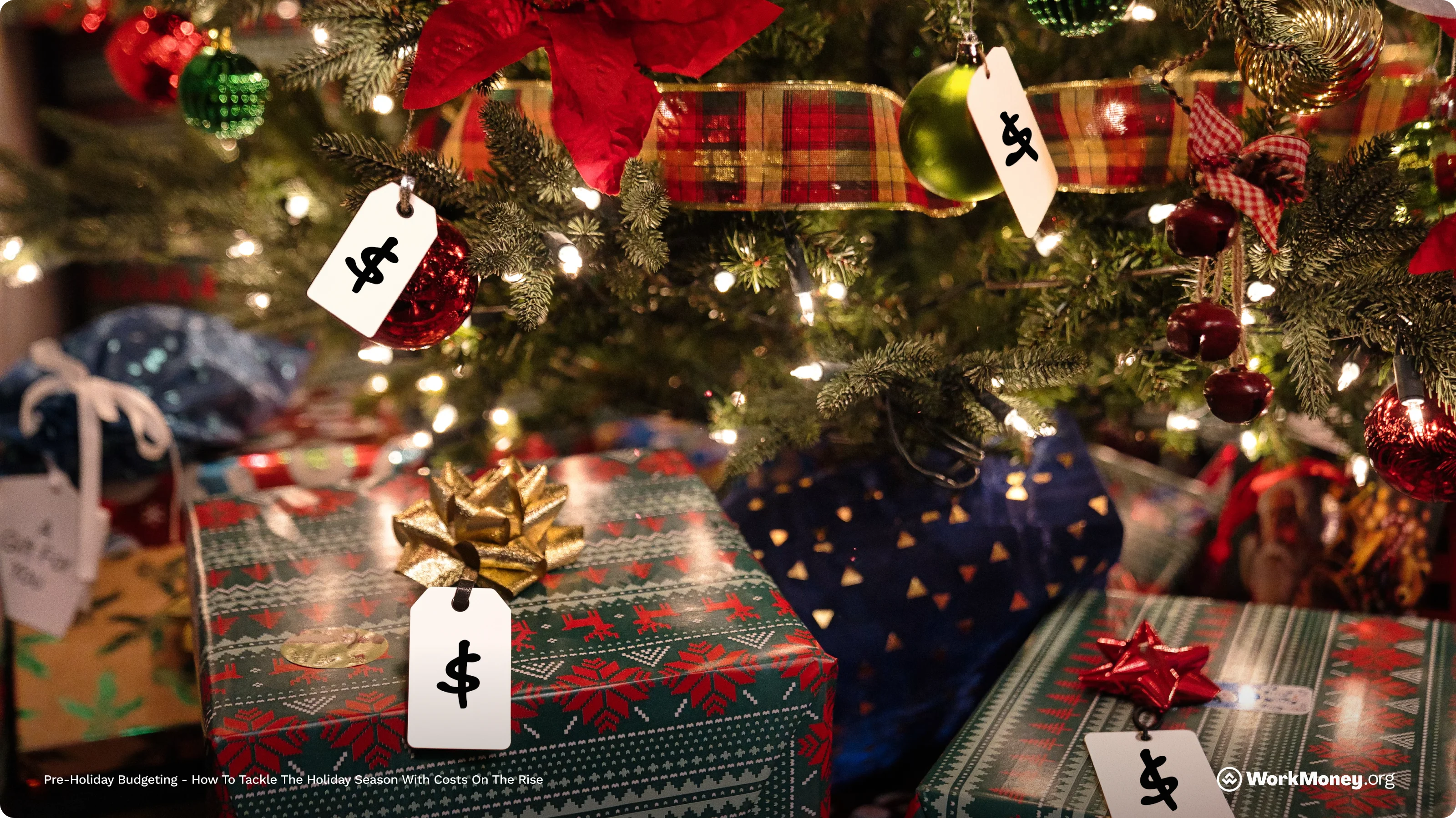 Holiday decoration and gifts all with prices attached