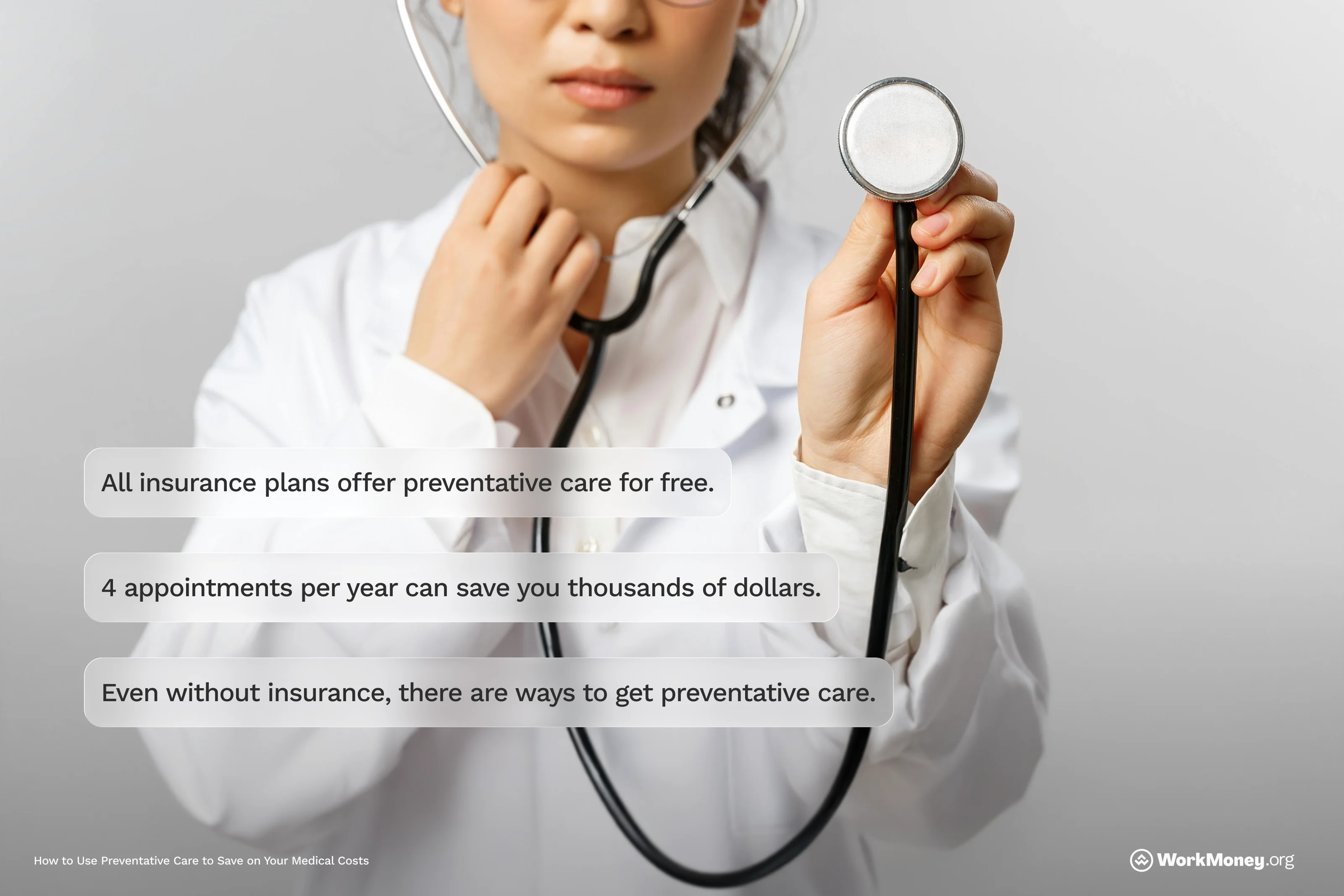 List of facts about preventative care including insurance isn't needed but most insurance covers preventative care.