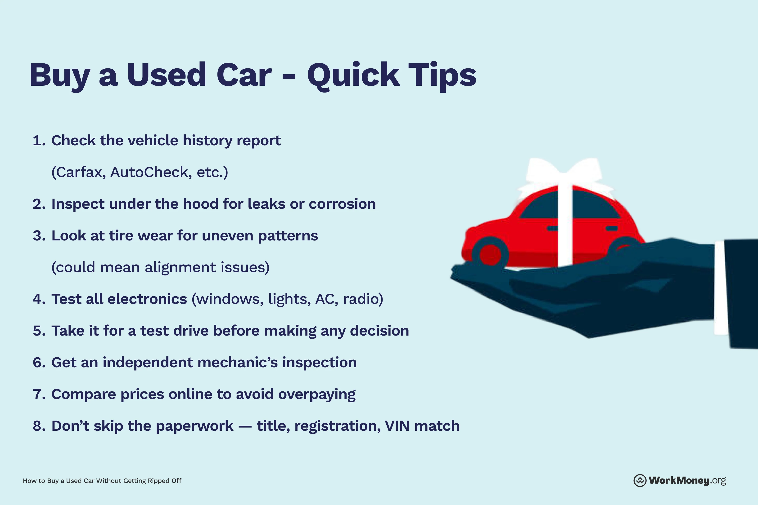 List of tips for buying a used car