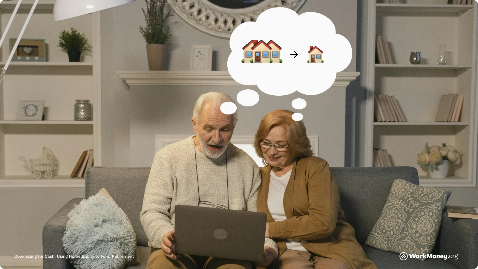 A couple consider moving from a larger home to a smaller home.