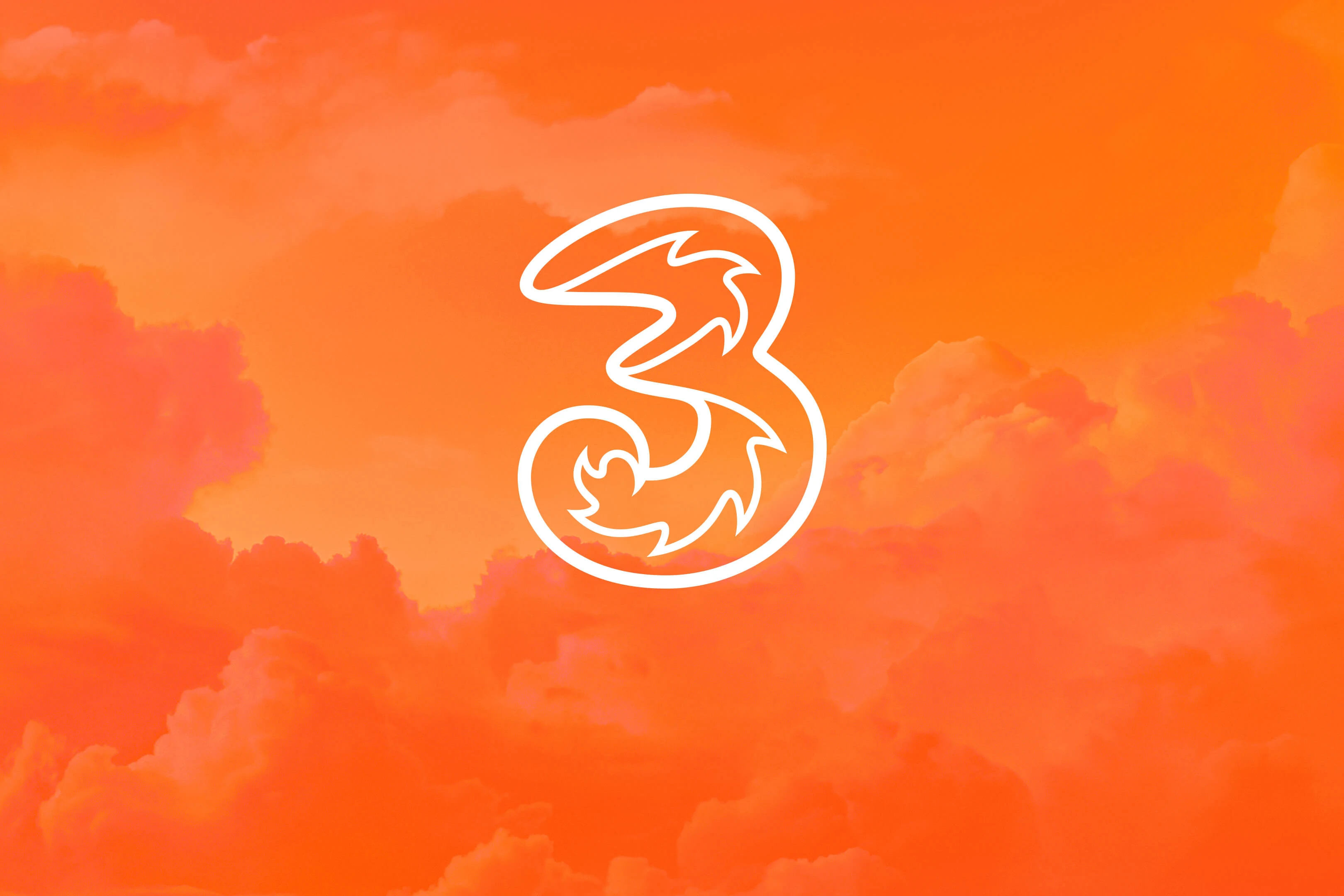 Siffra tre på orange molnig bakgrund.