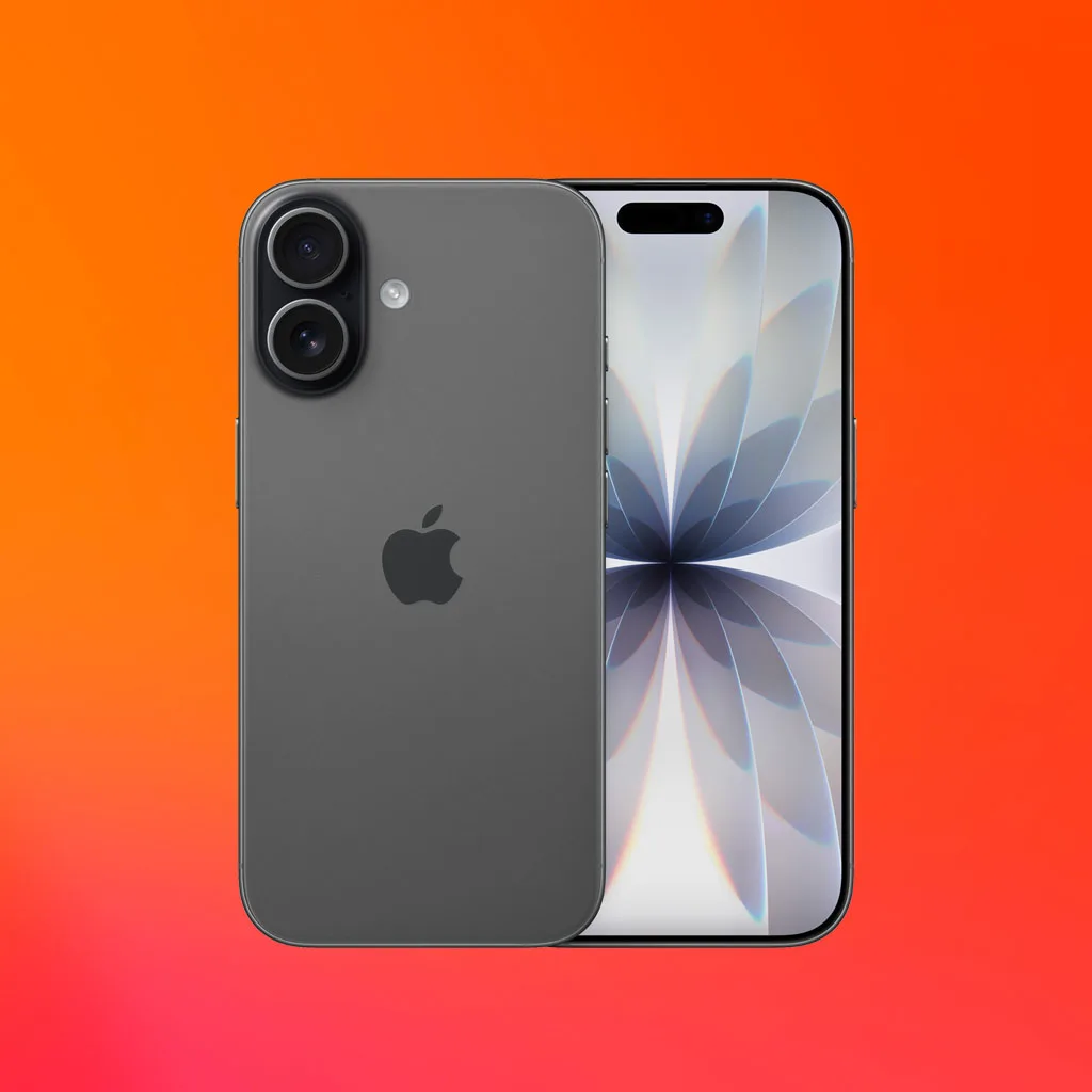 Två smartphones, en med svart baksida och en med blommönster på skärmen, mot en orange bakgrund.