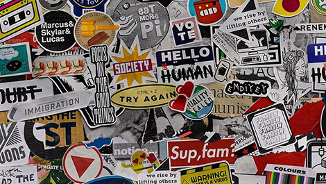 Collage of different stickers 