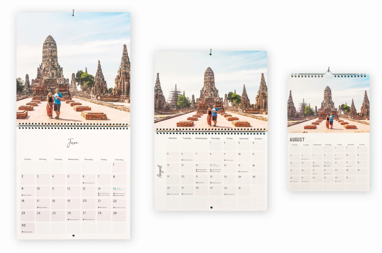 calendar 3 sizes