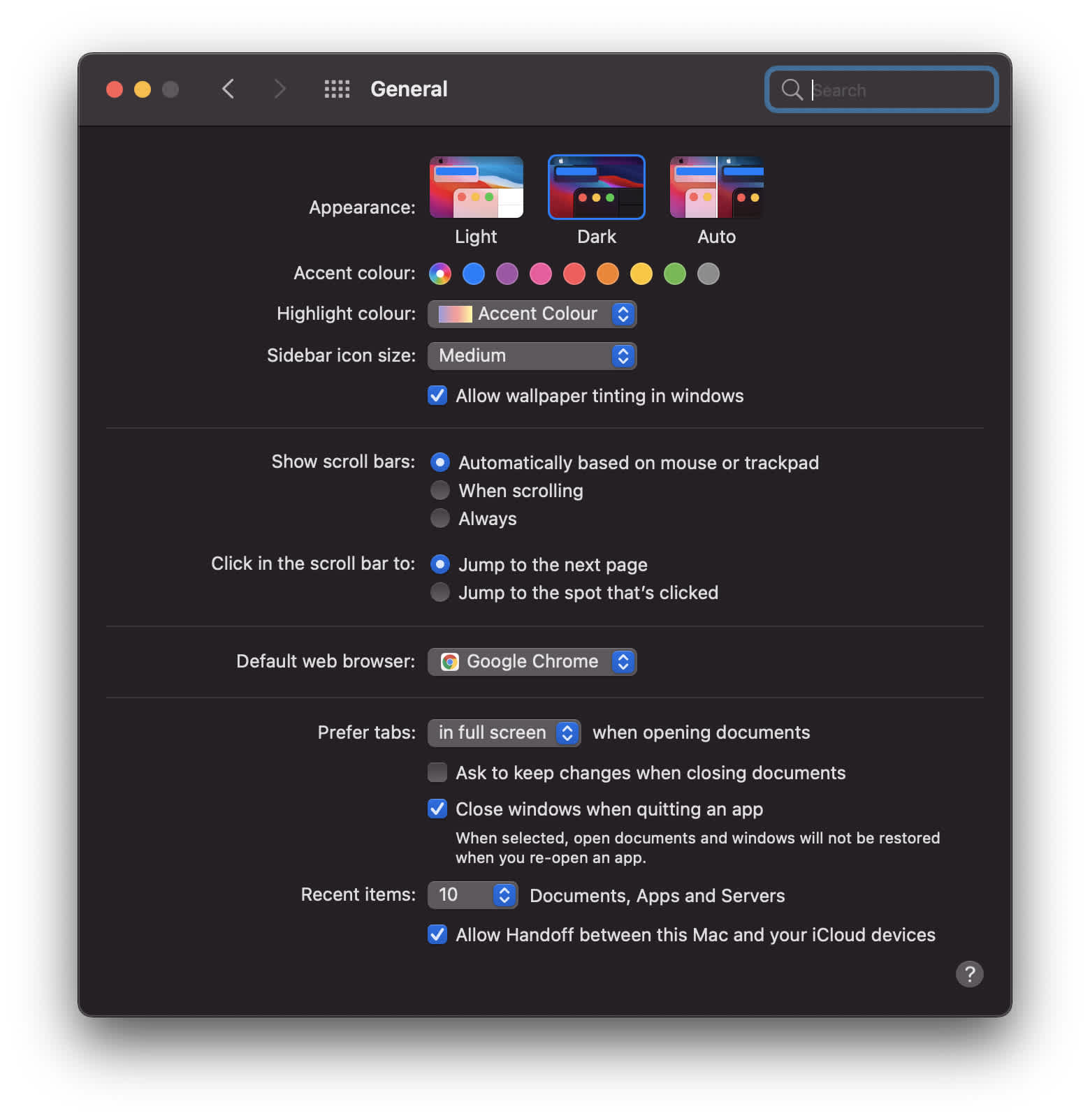 Enabling dark mode on Macbook