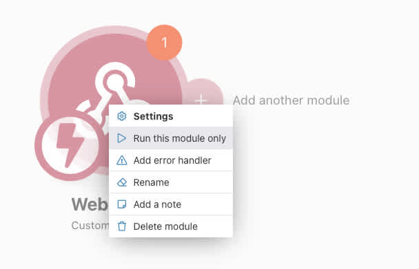 Running a single module in Integromat