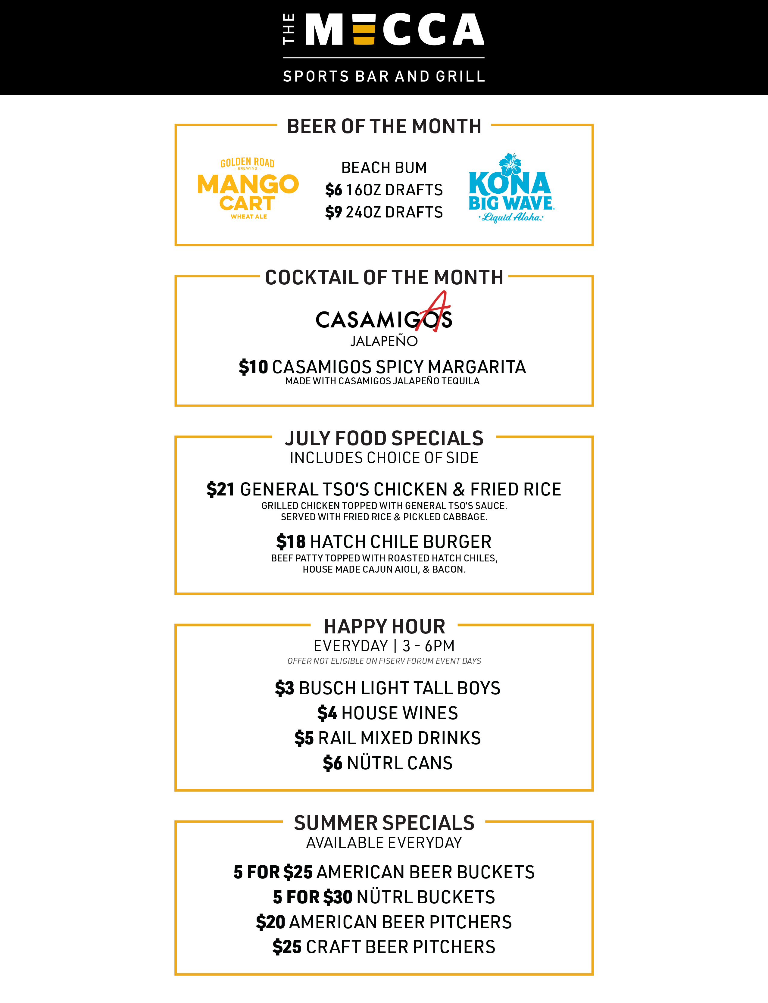 Drink Specials Menu