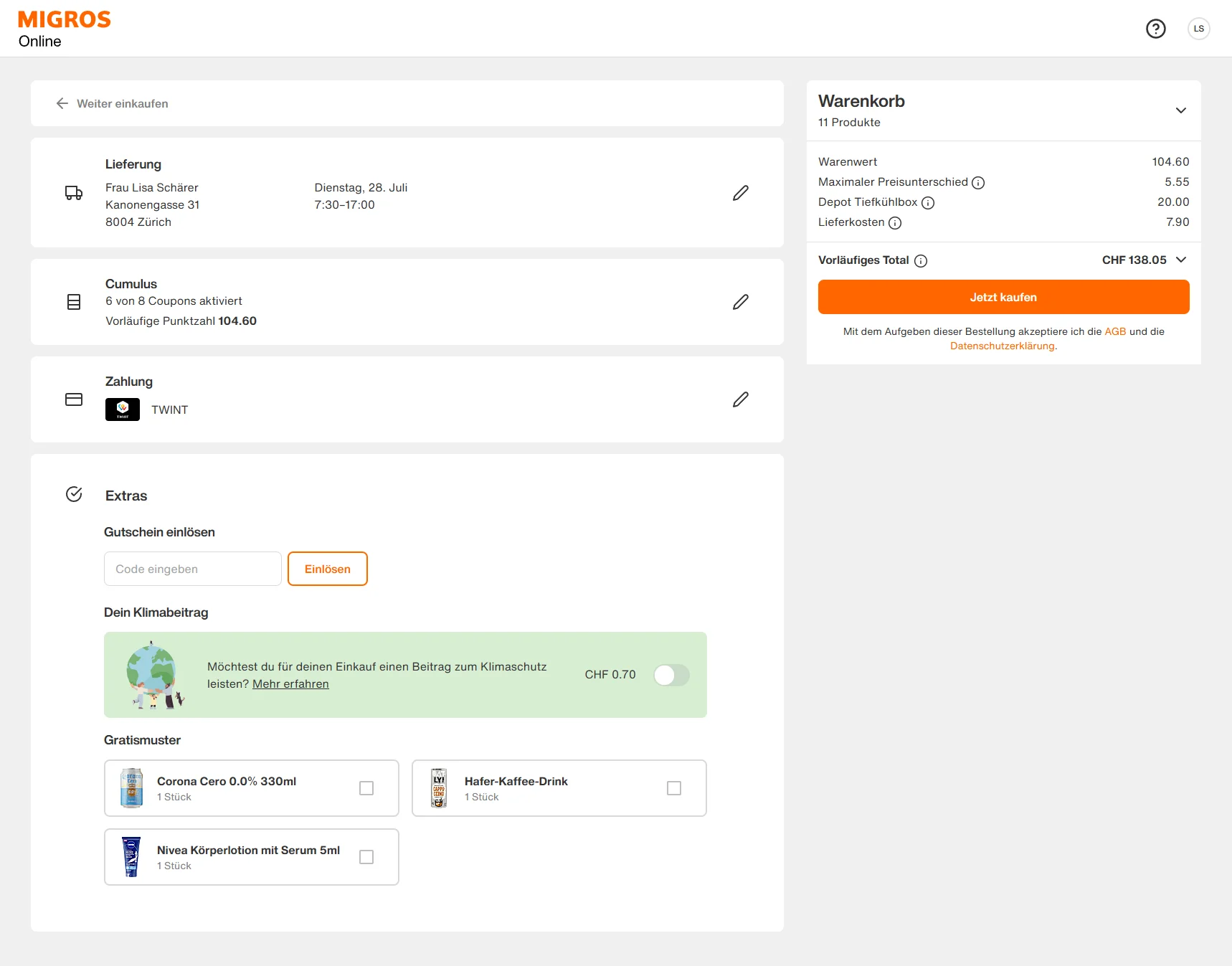 Migros Online sampling image