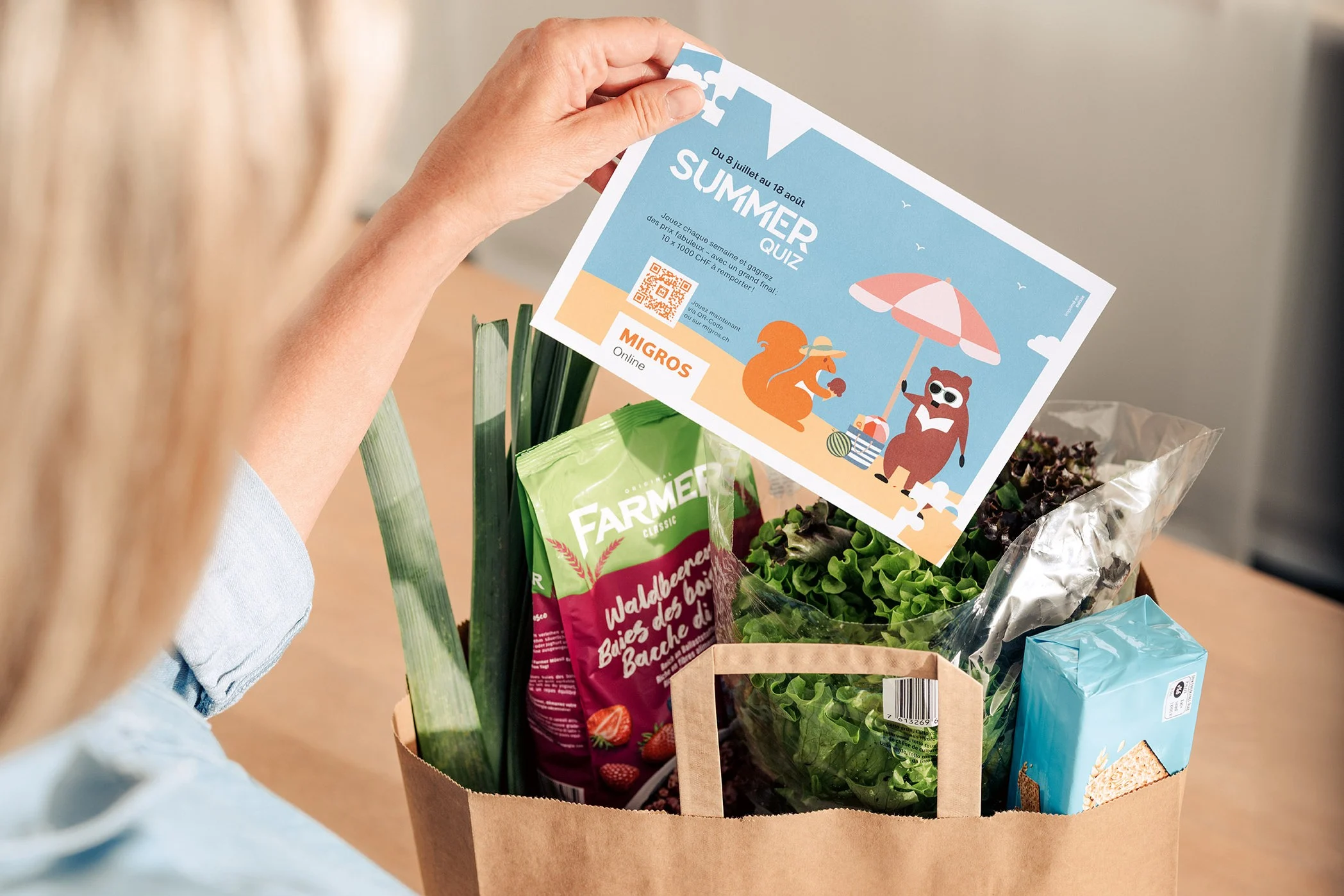 Image d’ambiance – Encart publicitaire dans livraisons Migros Online