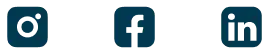 Drei dunkelblaue Icons in einer Reihe: Instagram, Facebook und LinkedIn, jeweils innerhalb eines abgerundeten Quadrats.