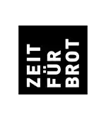 Weißer Text auf schwarzem Hintergrund buchstabiert ZEIT FÜR BROT in Großbuchstaben, wobei jedes Wort vertikal und linksbündig angeordnet ist.