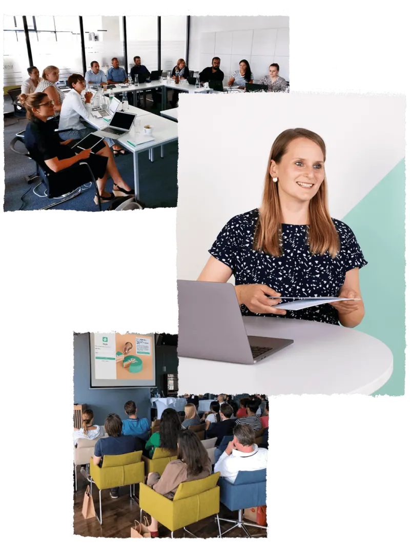 Collage, Mitarbeiter, Schulung