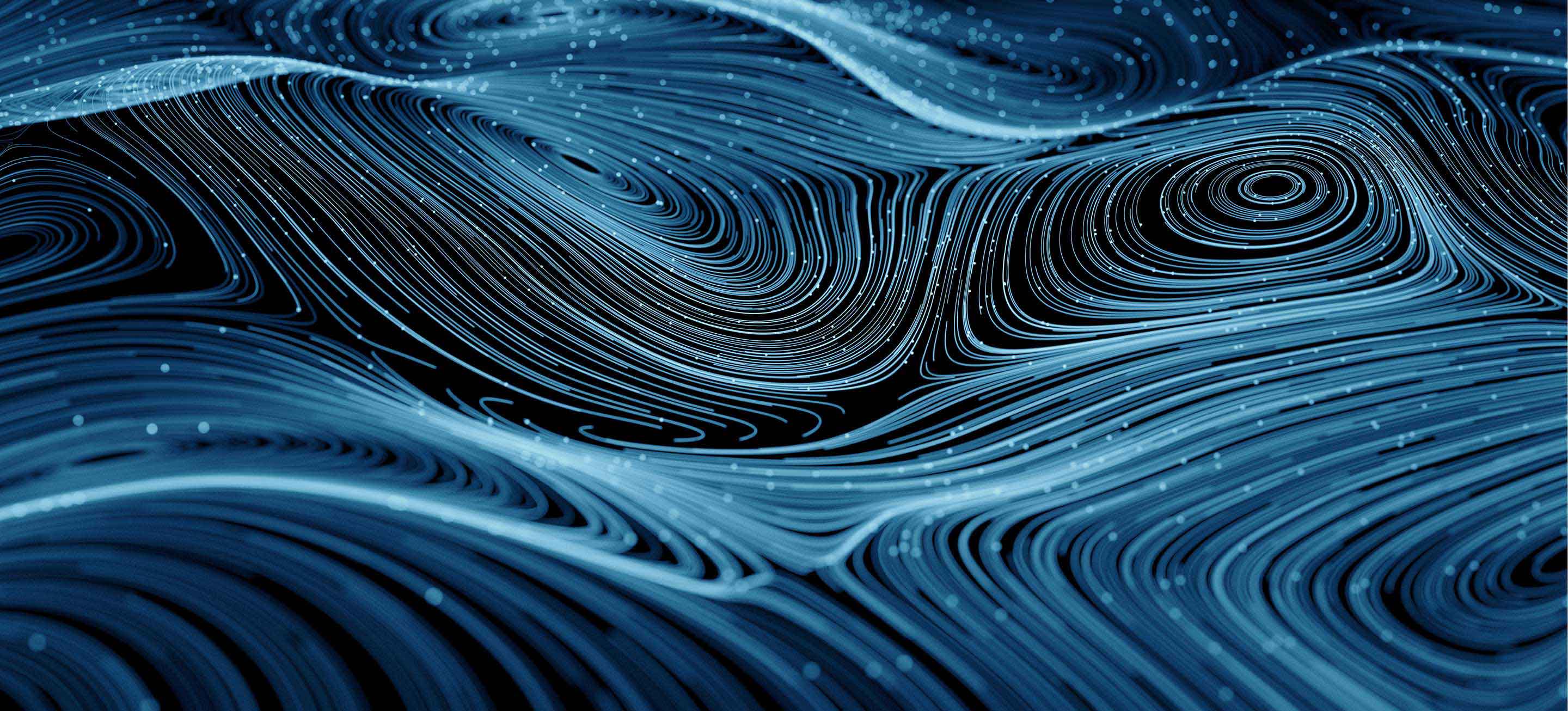 Abstract image of blue particles and lines 
