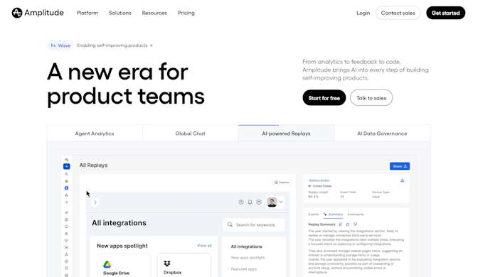 Amplitude homepage: A new era for product teams