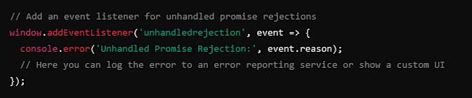 unhandled rejection react error handling