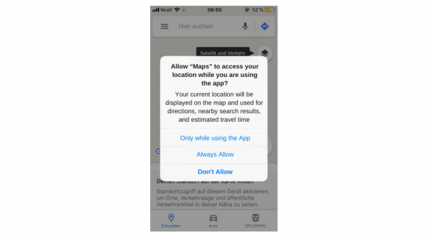Google Maps App Permission Request