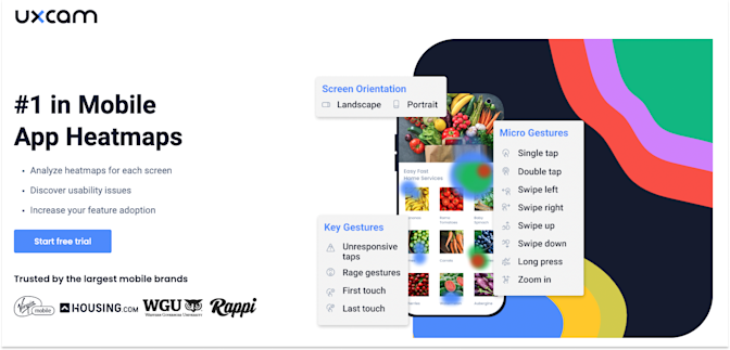 uxcam mobile app heatmap software