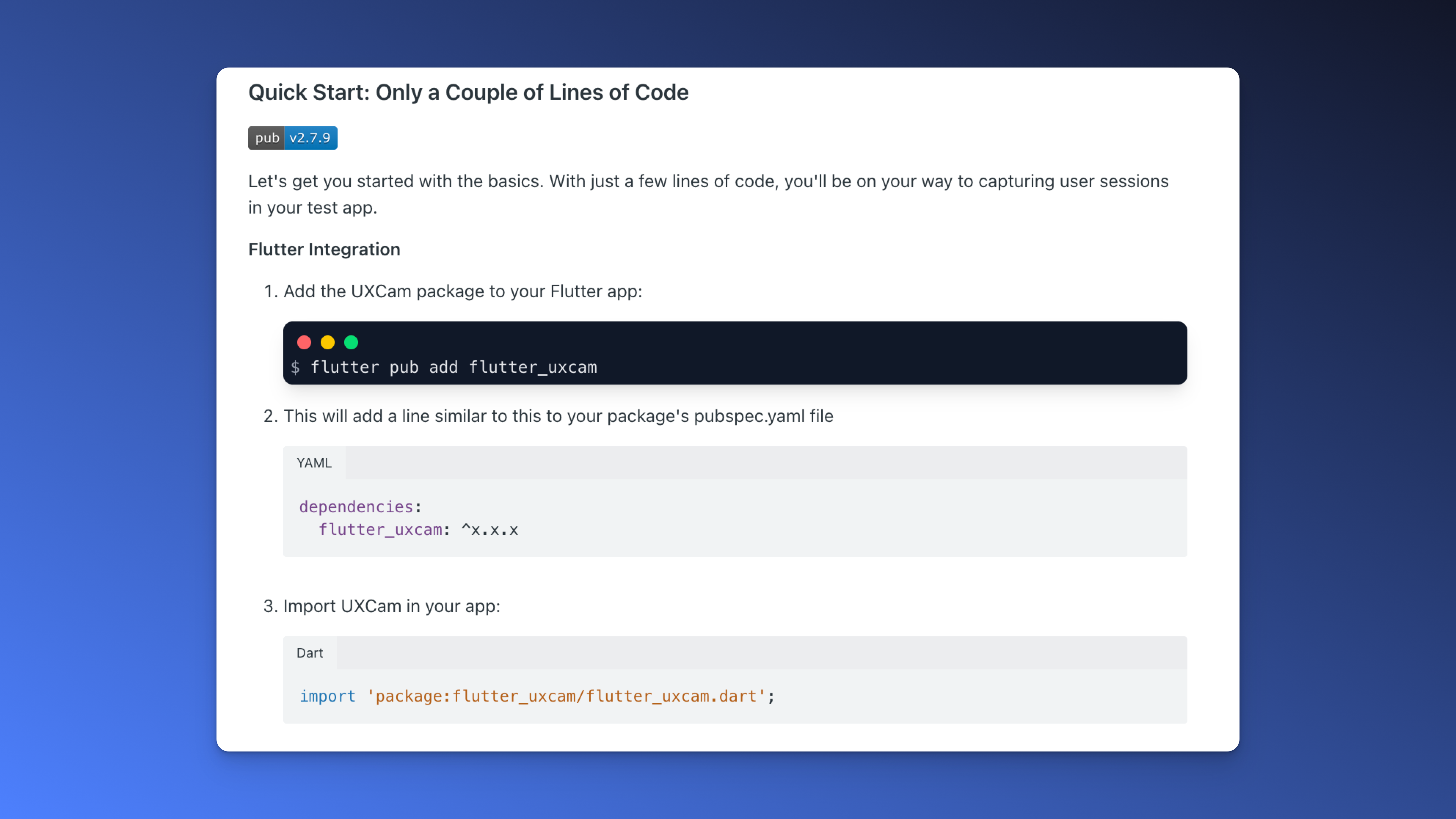 UXCam Flutter Integration