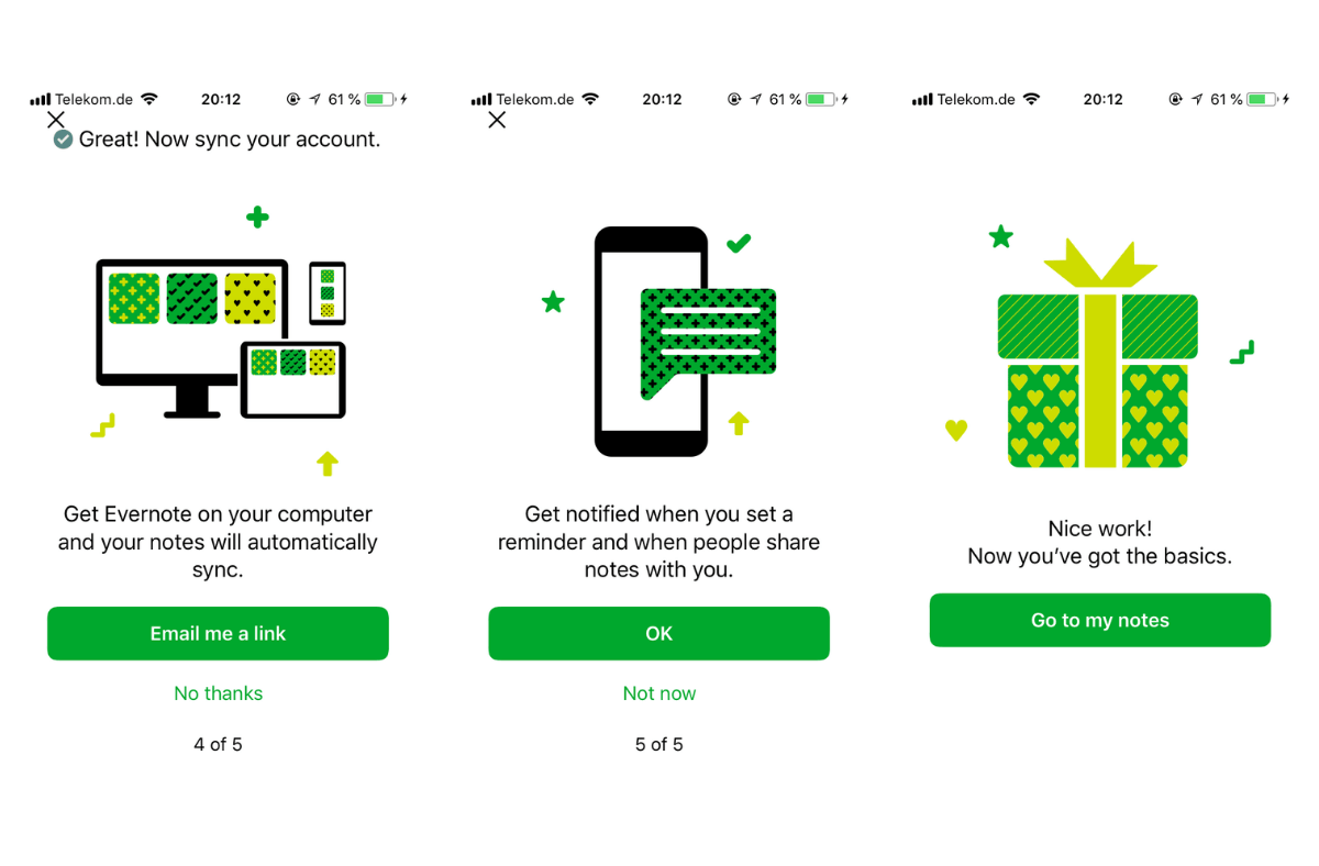 Evernote Onboarding flow