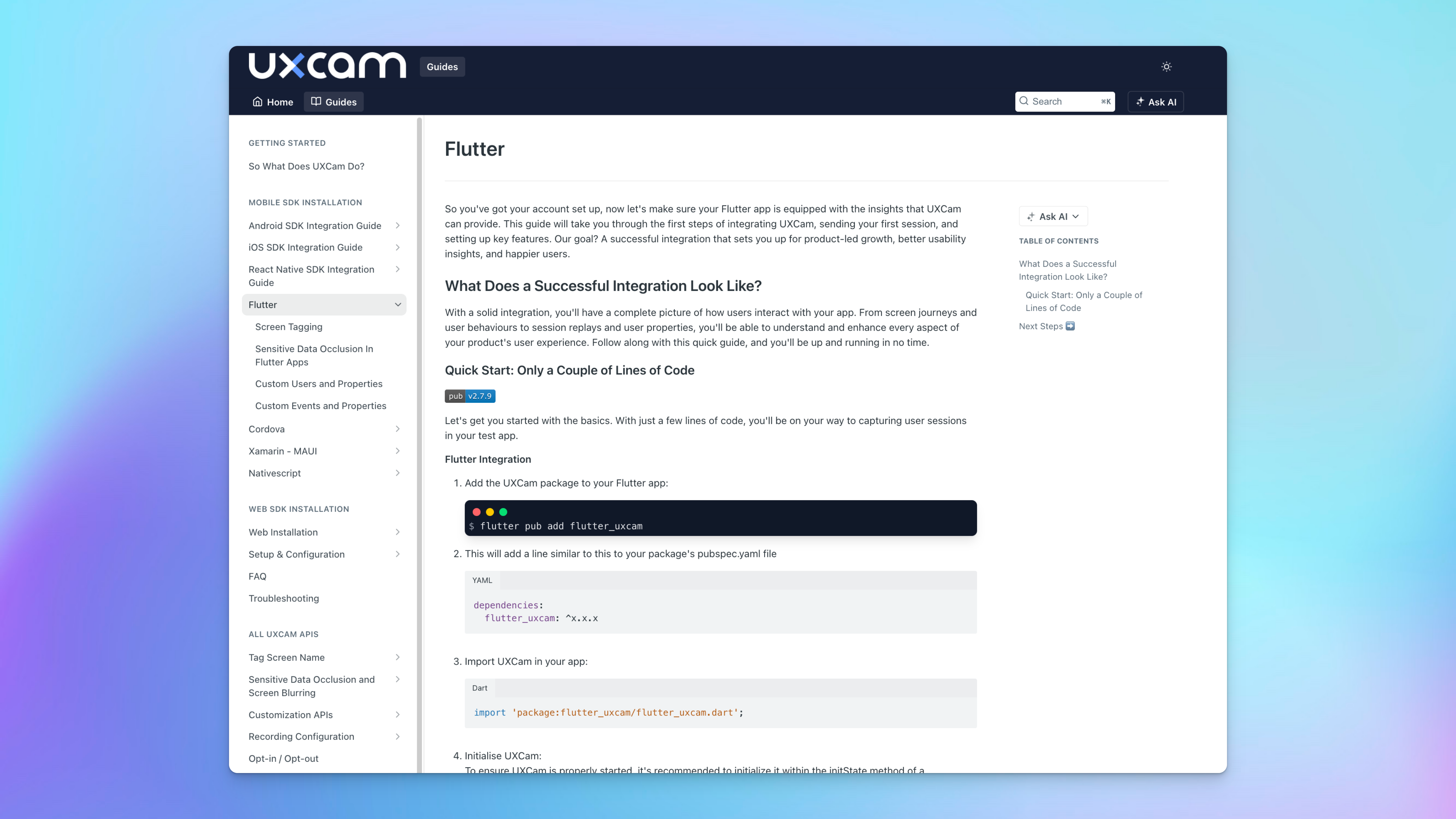 UXCam Flutter Integration