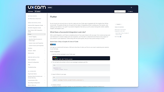 UXCam Flutter Integration