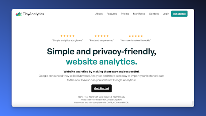 Tiny analytics web website analytics tool