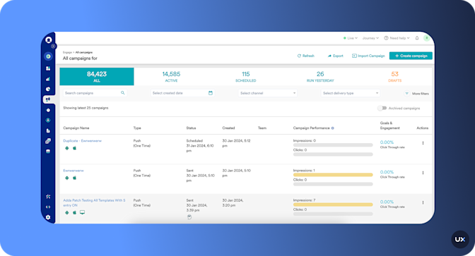 MoEngage dashboard