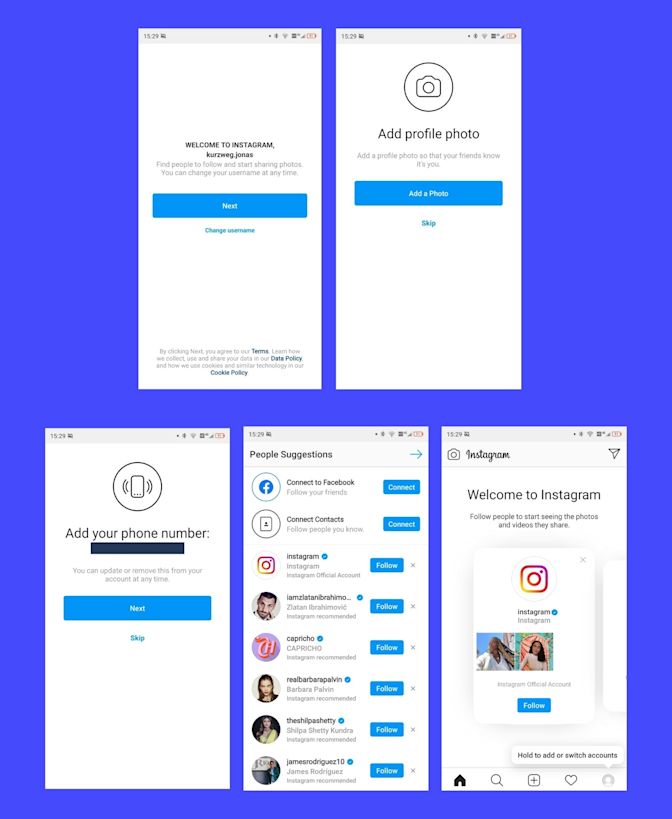 Onboarding Instagram