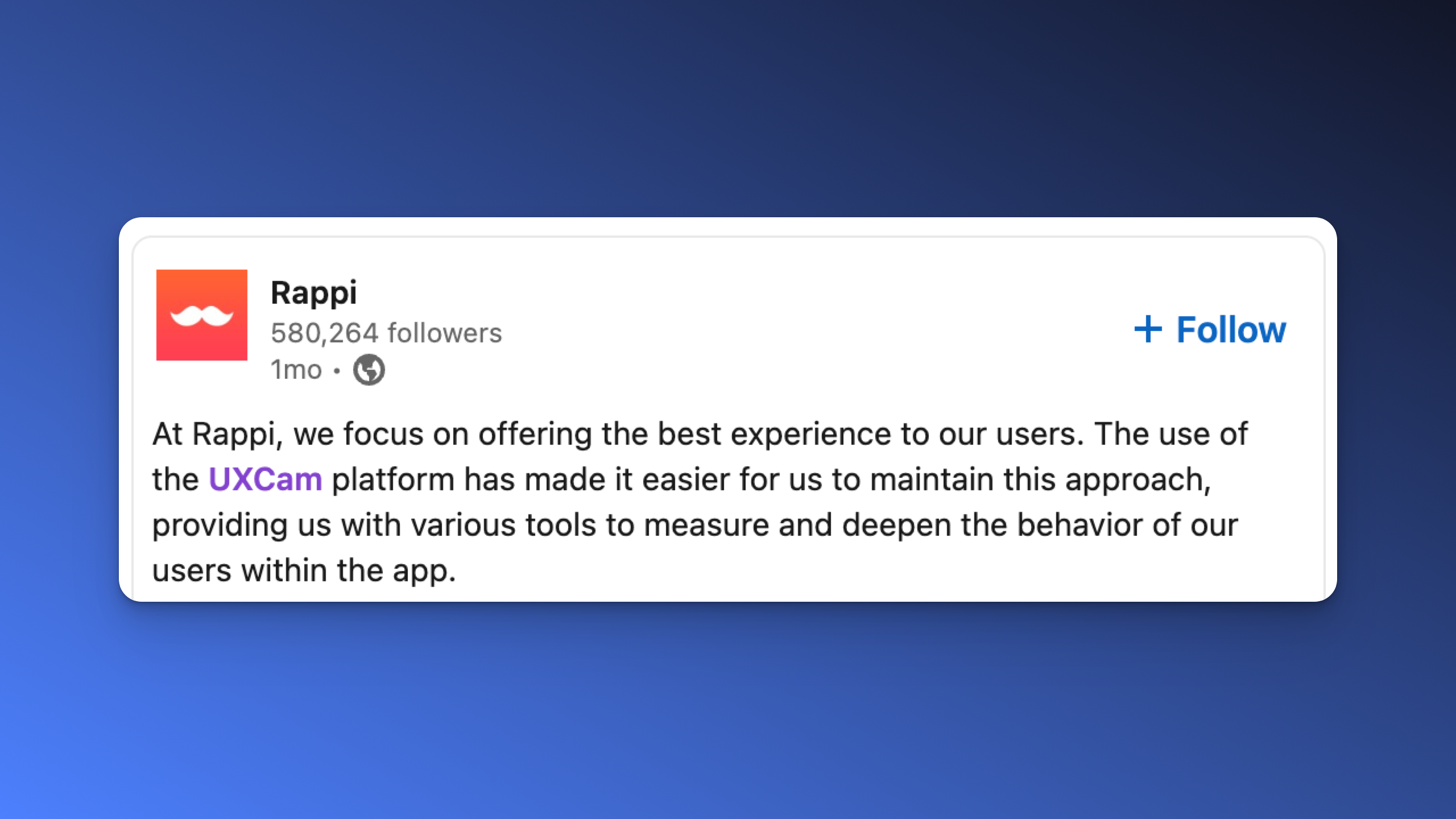 UXCam mobile app analytics testimonial