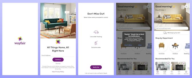 wayfair app onboarding