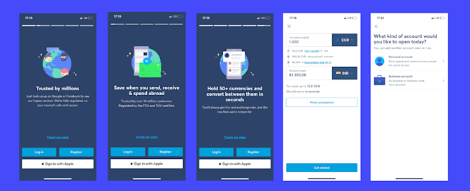 wise app onboarding flow