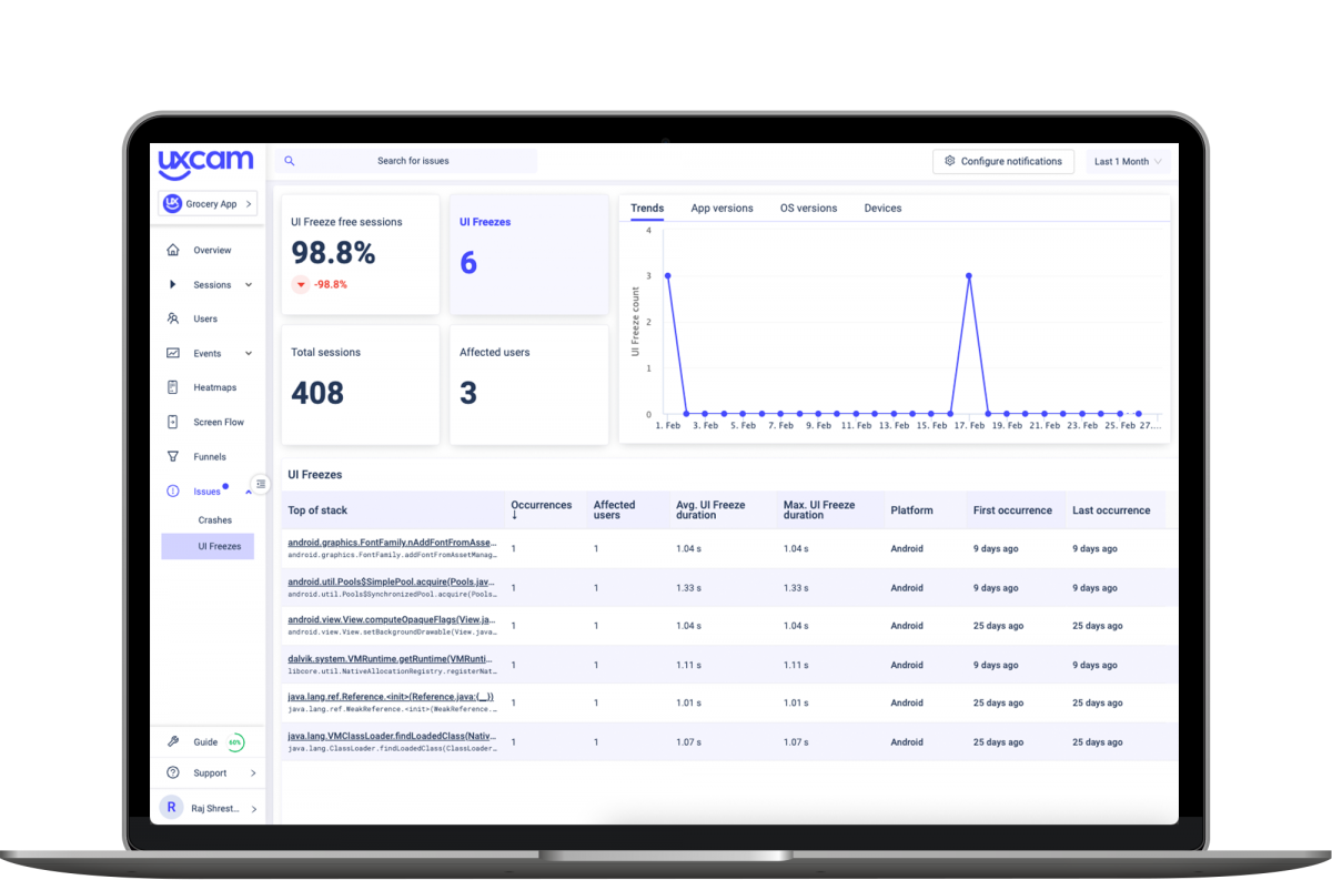 ui freezes issue analytics