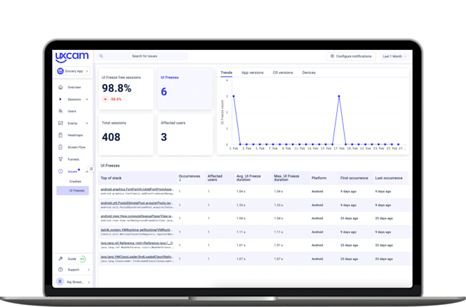 ui freezes issue analytics