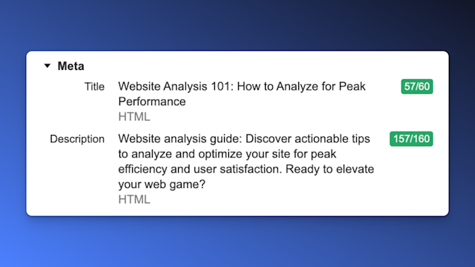 website analysis meta title