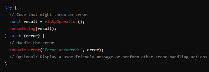 try-catch blocks react error handling