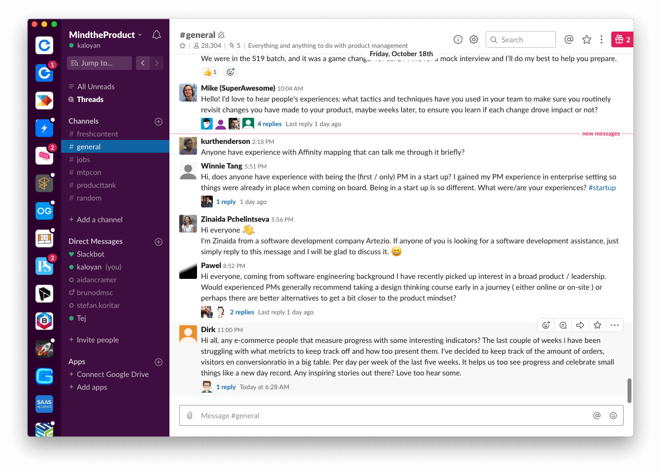 Mind the product slack channel