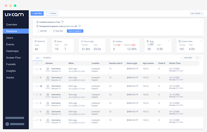 Dashboard animation