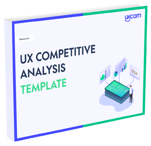 Book with title of "UX COMPETEtIVE ANALYSIS TEMPLATE"
