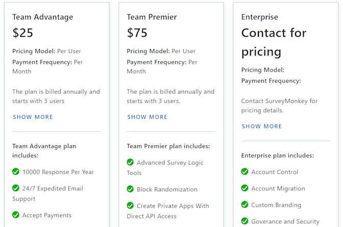 surveymonkey user feedback tool pricing