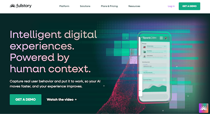 Fullstory homepage: Intelligent digital experiences