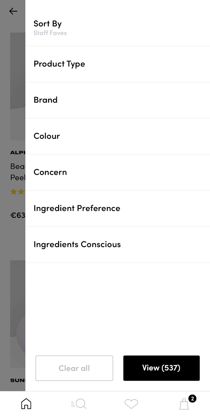 e-commerce apps beauty bay 2 Advanced search filter on the Beauty Bay app