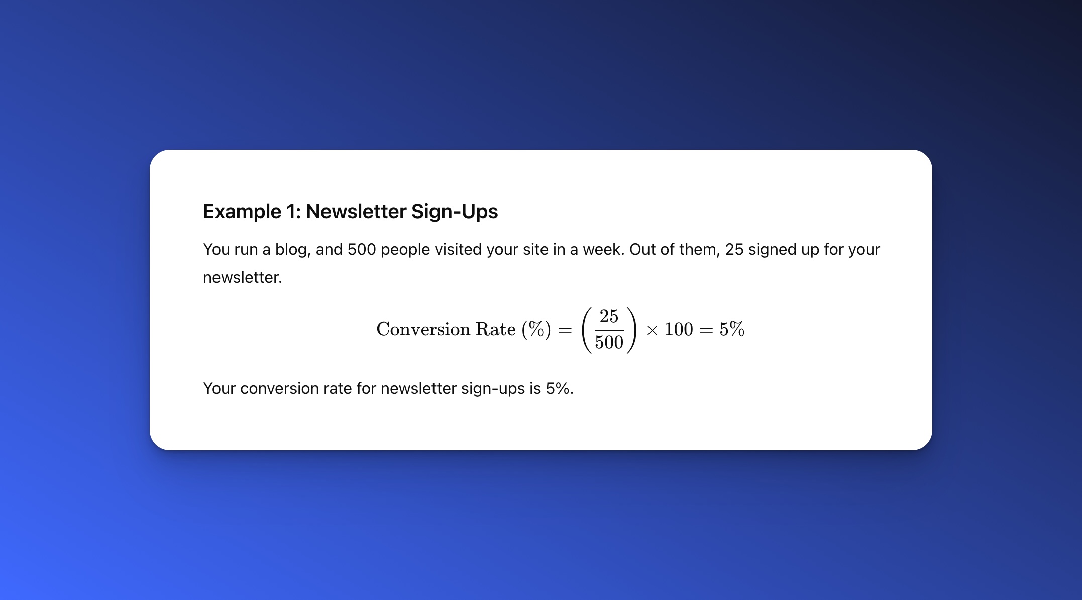 Conversion rate example 1