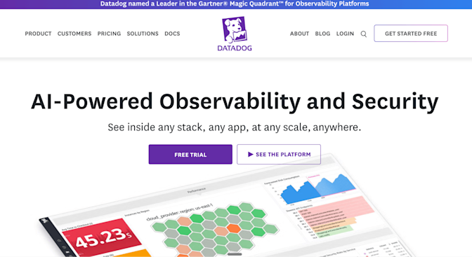 Datadog homepage: AI-Powered Observability and Security