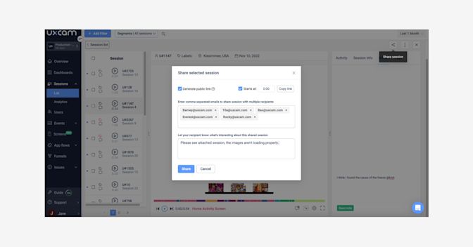 Blog inline session share product screenshot
