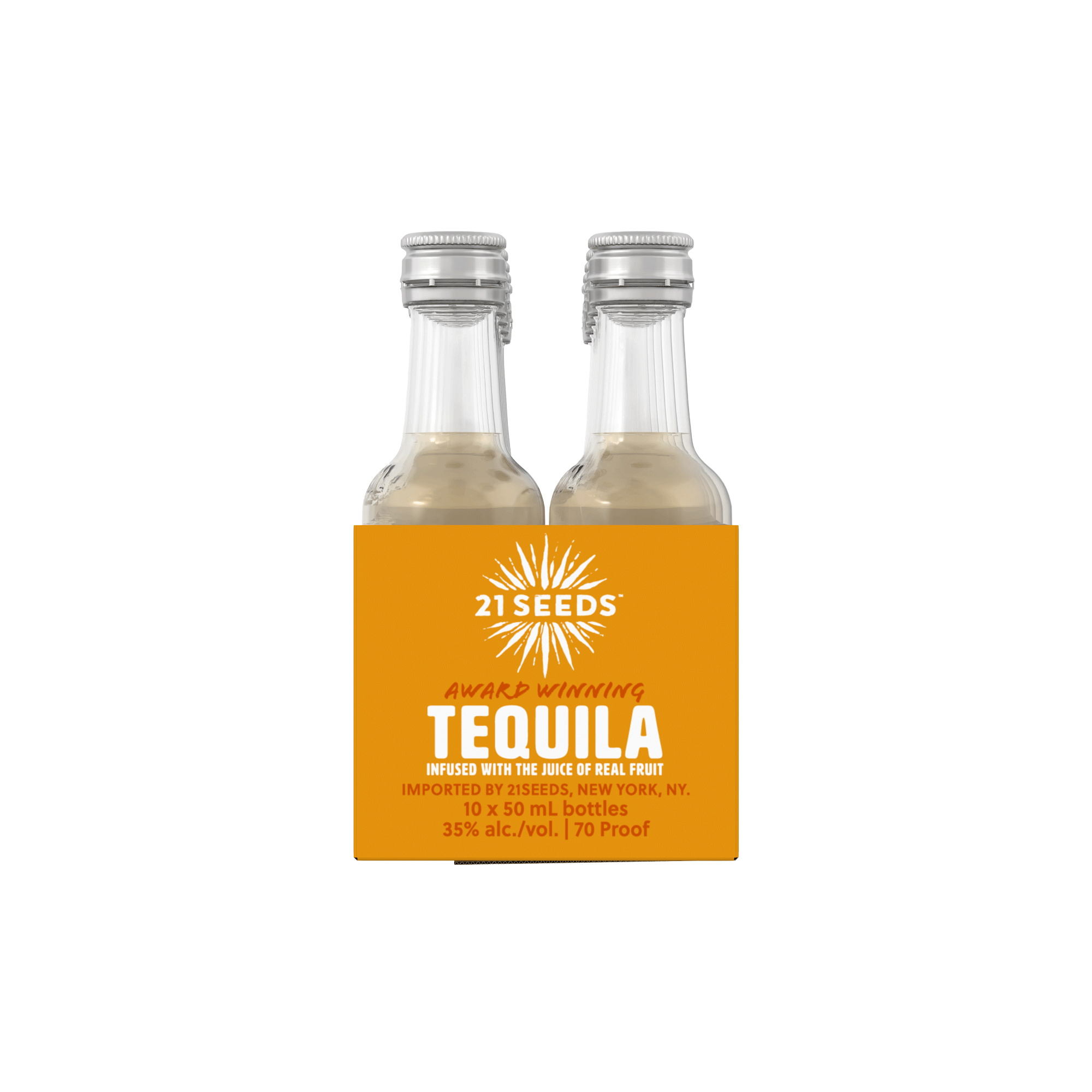 21Seeds Valencia Orange Infused Tequila, 50 ml, 10 pack | The Bar US