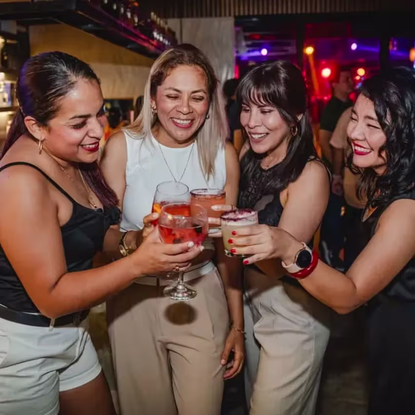 Mujeres haciendo un brindis